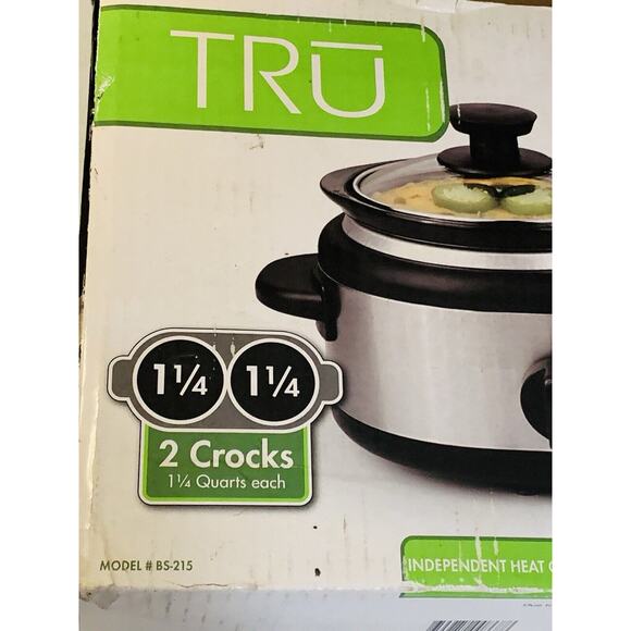 TRU Dual Crock Pot Buffet Slow Cooker SC-2125 In Box 1.25 QT Each Pot Tested - Picture 7 of 7